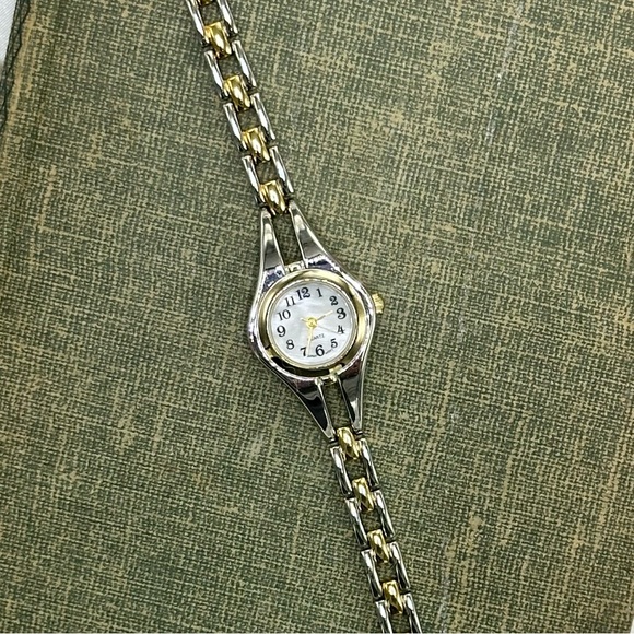 Two-Tone Round Dial Watch with Mother of Pearl Dial - Picture 4 of 6